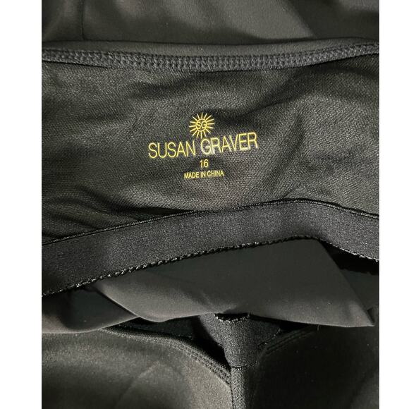 Susan Graver Soleil Tiered Tankini with Skirt BLACK NWOT SIZE 16W - Picture 4 of 5